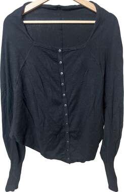 Unbranded Warm Black Button Up Cardigan Long Arm *Dimensions in Picture*